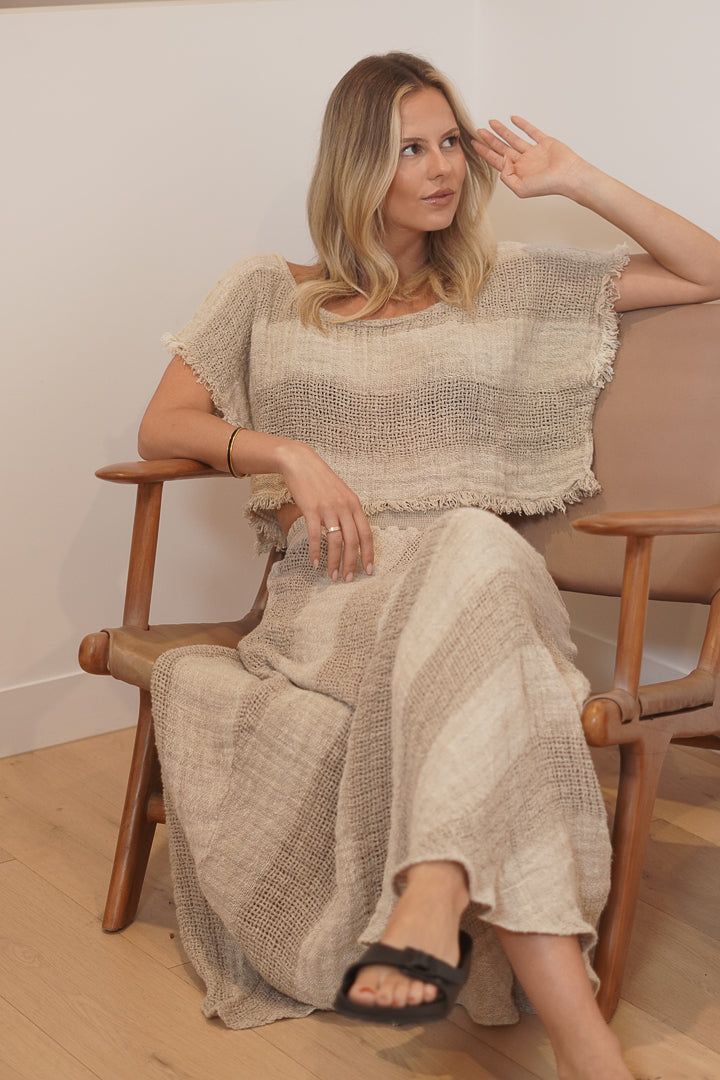 Antonella Crop Top Natural & White Ombre