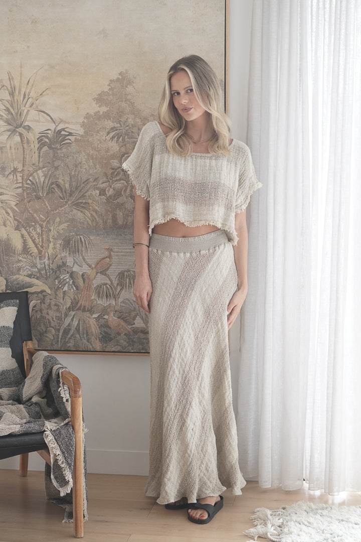 Sottana Linen Skirt Natural & Black