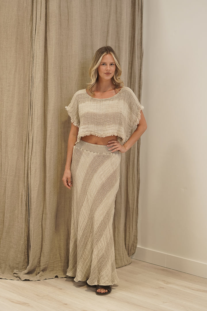 Antonella Crop Top Natural & White Ombre