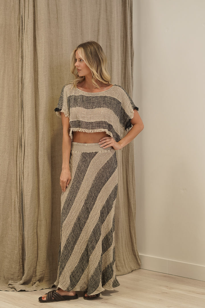Sottana Linen Skirt Natural & Black