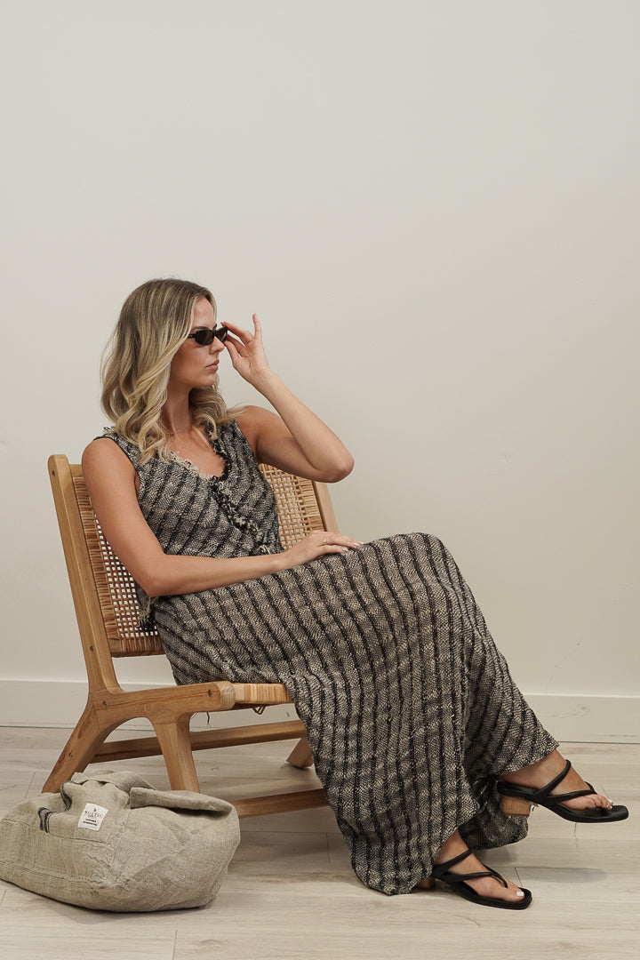Albia Sleeveless Top Black & Natural Blocks