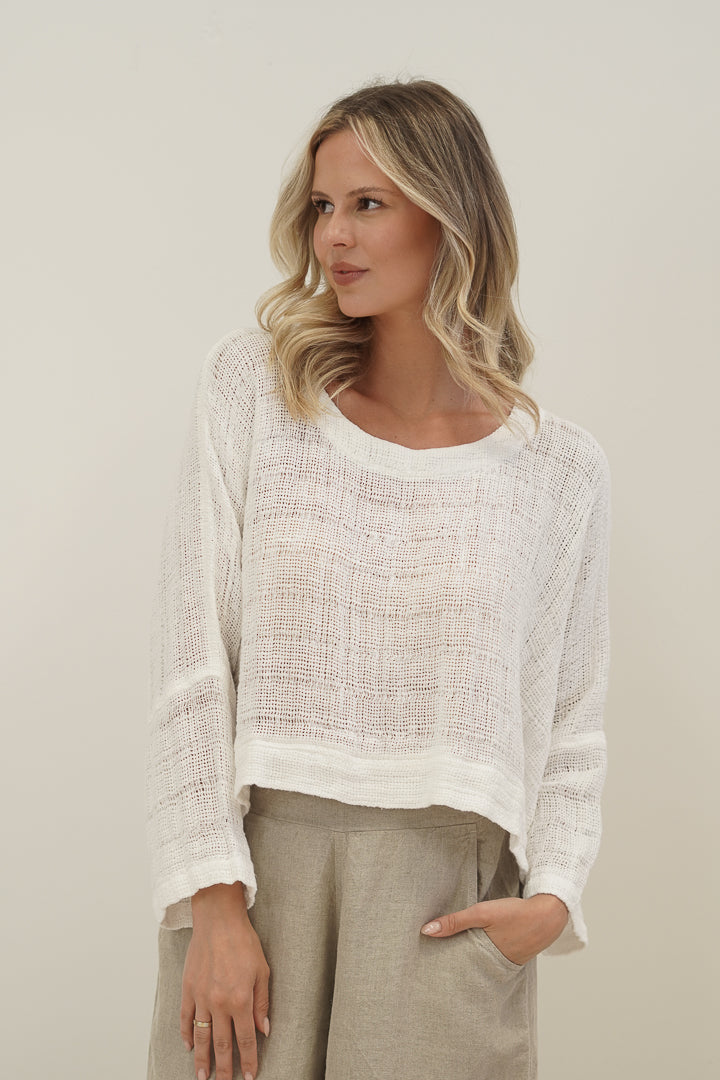 Elena Crop Top White Spaced – Rustic Linen