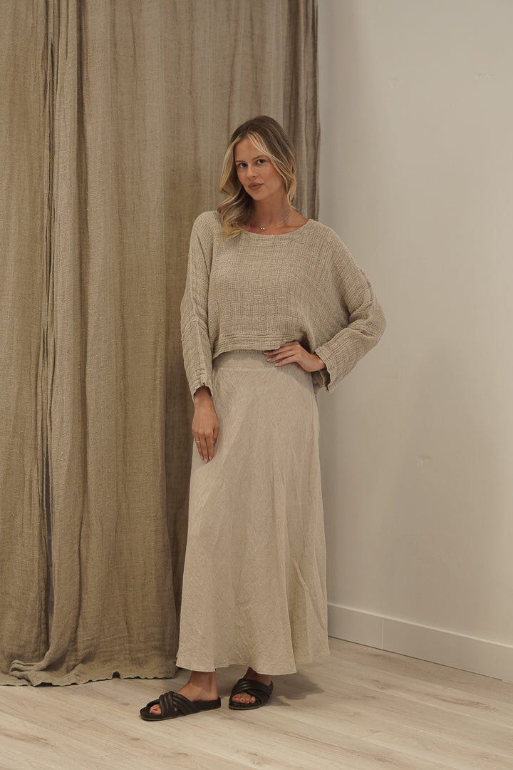 Elena Crop Top Natural Textured Mesh