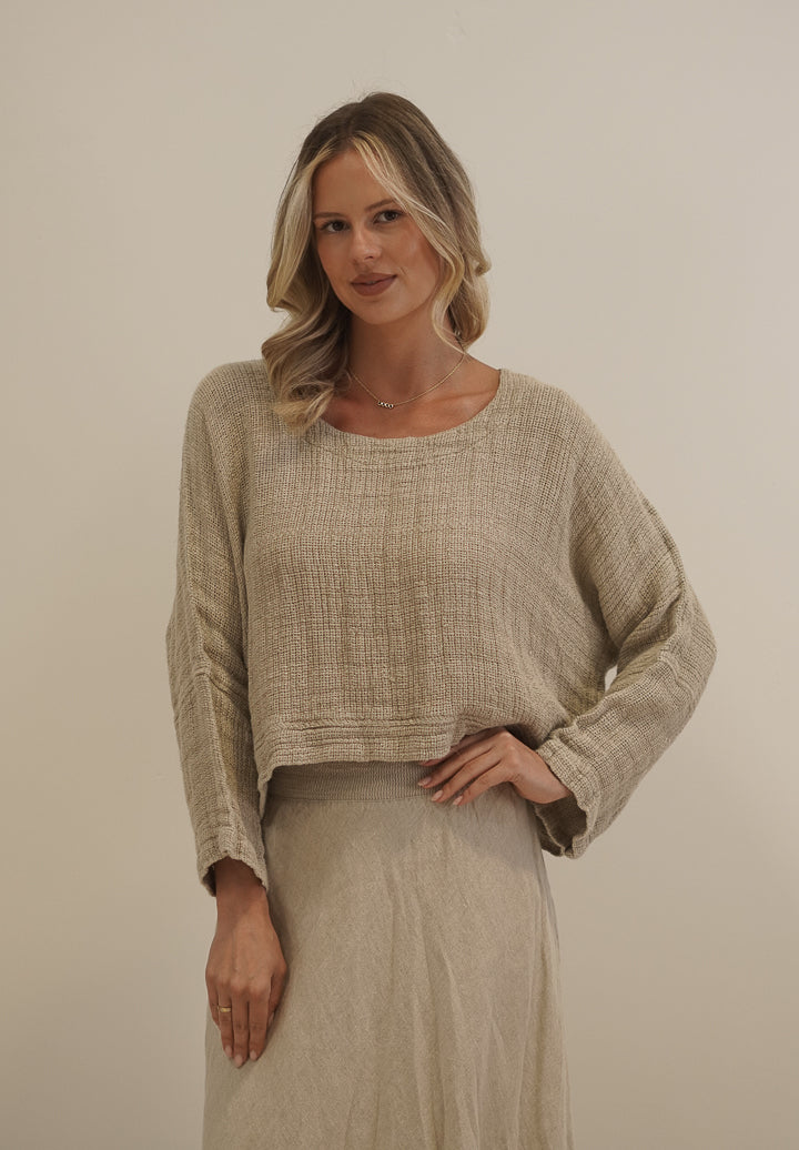 Elena Crop Top Natural Textured Mesh