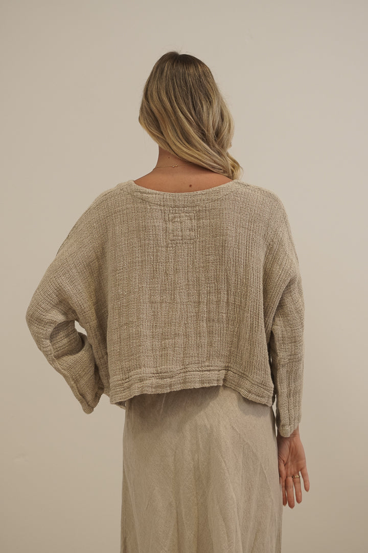 Elena Crop Top Natural Textured Mesh