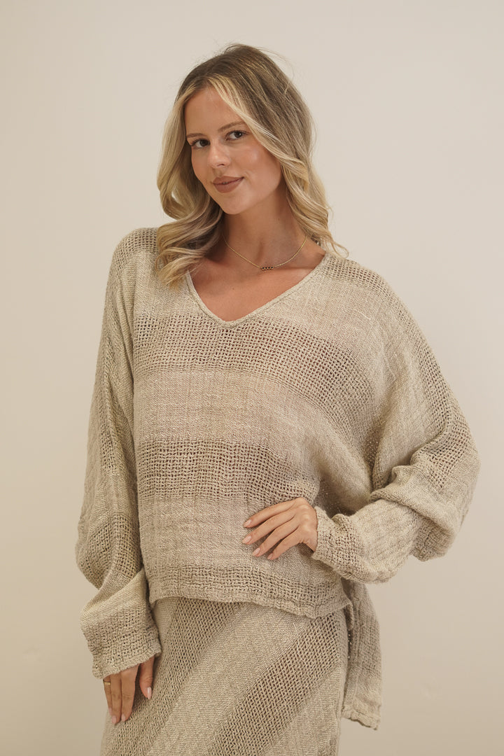 Franca Sleeve Top Natural & Black