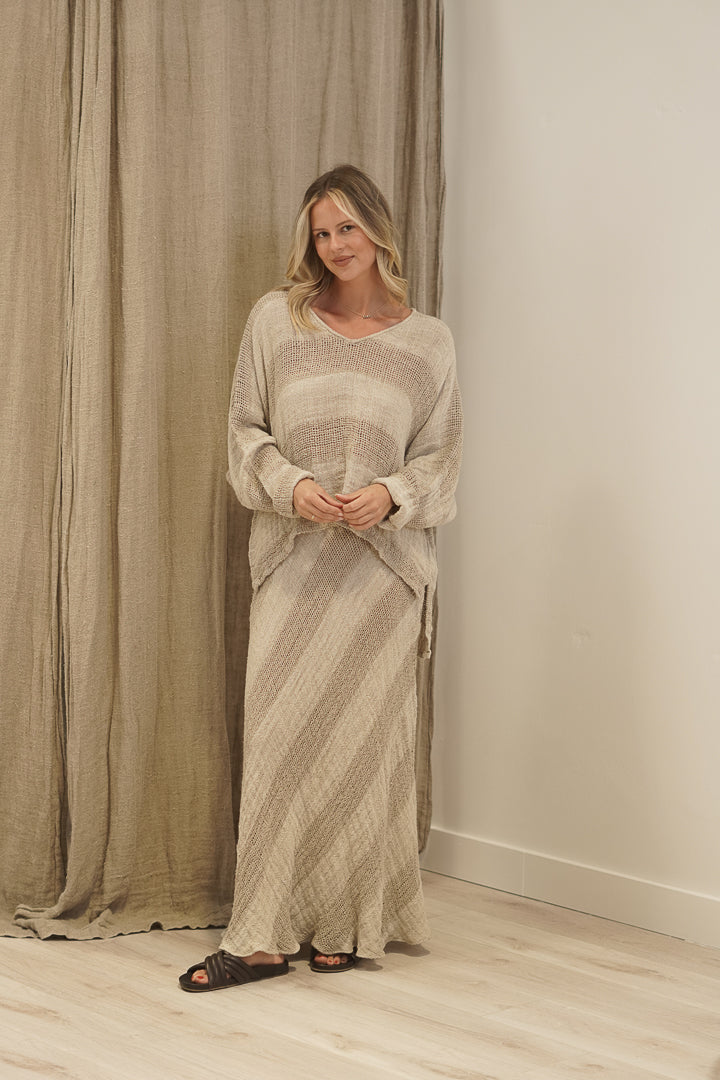 Franca Sleeve Top Natural & Black