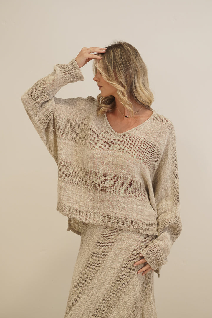 Franca Sleeve Top Natural & Black
