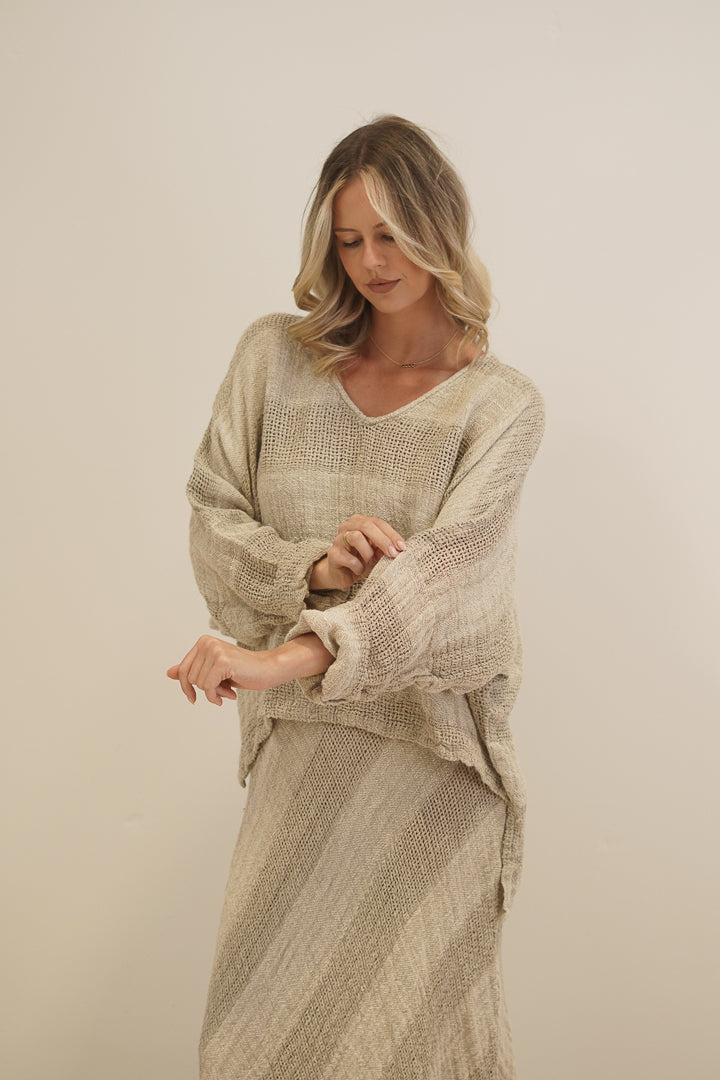 Franca Sleeve Top Natural & Black