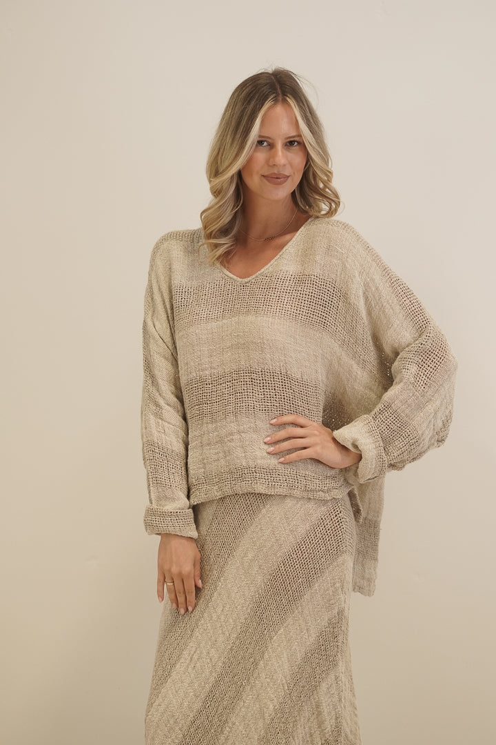 Franca Sleeve Top Natural & Black