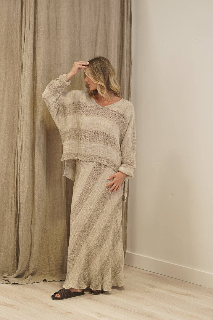 Franca Sleeve Top Natural & Black
