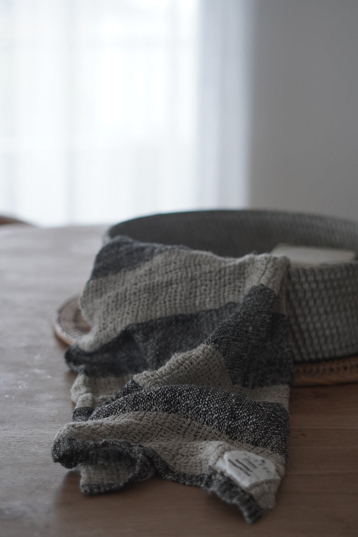 Loom Linen Hand Towel Natural & Black