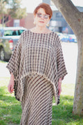 Liza Poncho Top Black & Natural Blocks