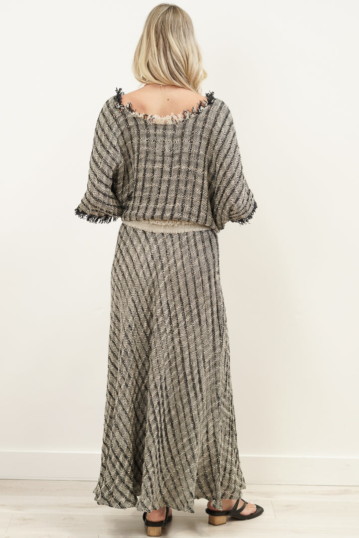 Masie Linen Skirt Black & Natural