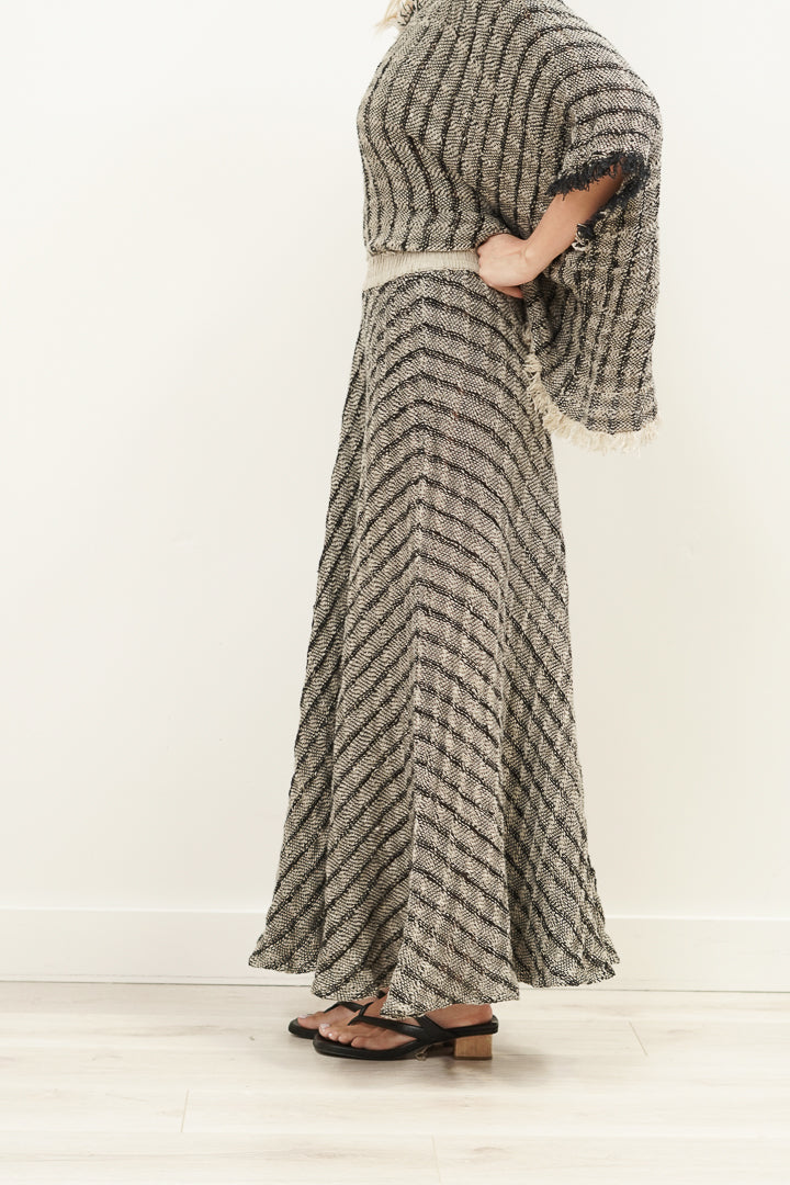 Masie Linen Skirt Black & Natural
