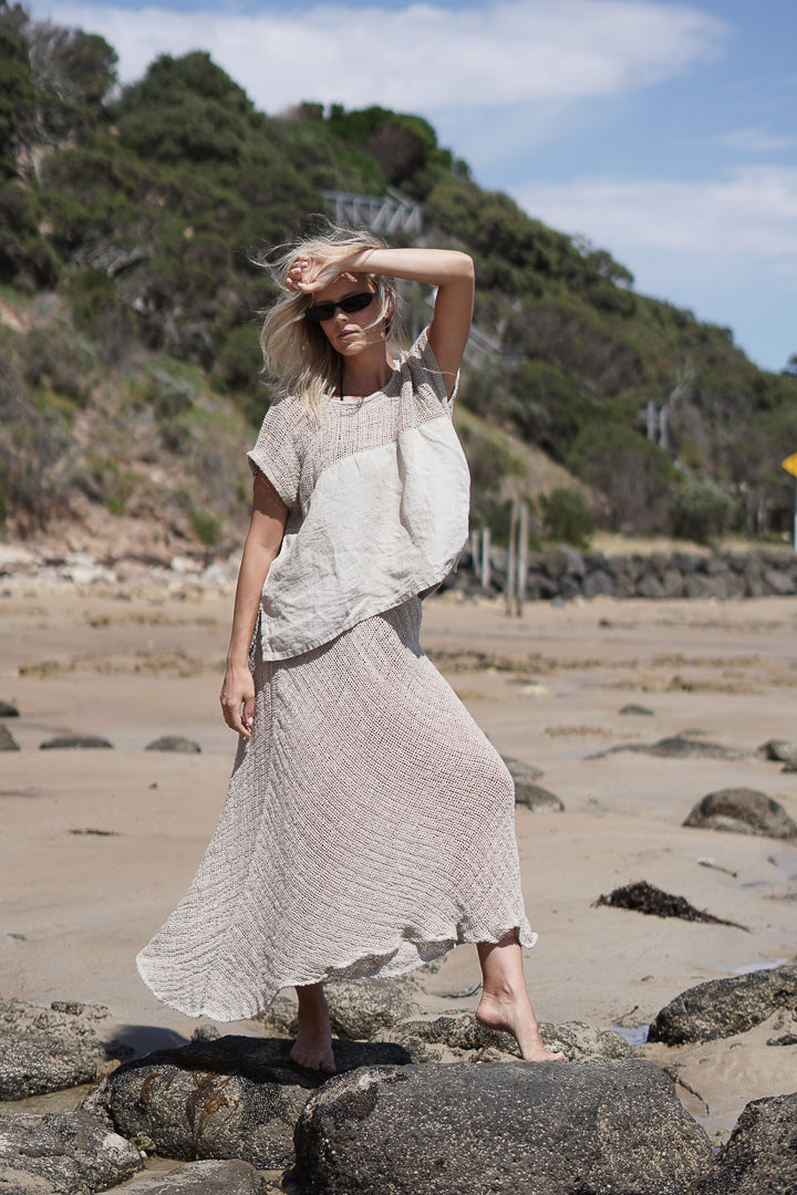 Sottana Linen Skirt Natural & Black