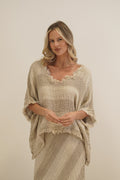Sarita Linen Top Natural & White Ombre