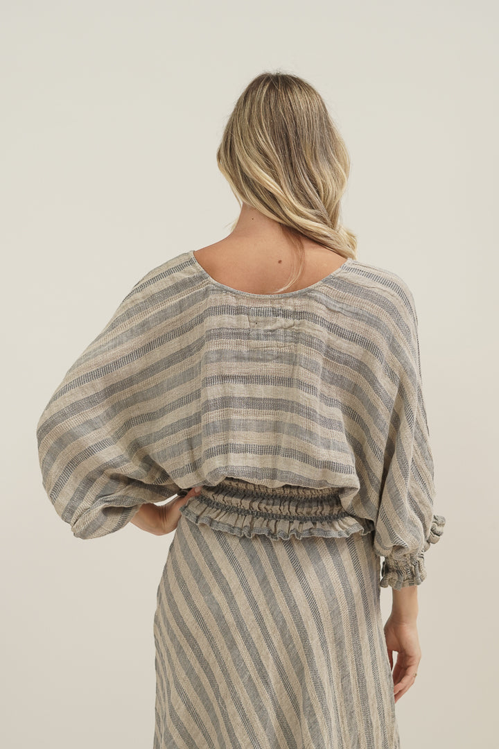 Serena Shirred Hem Top Earth Weave