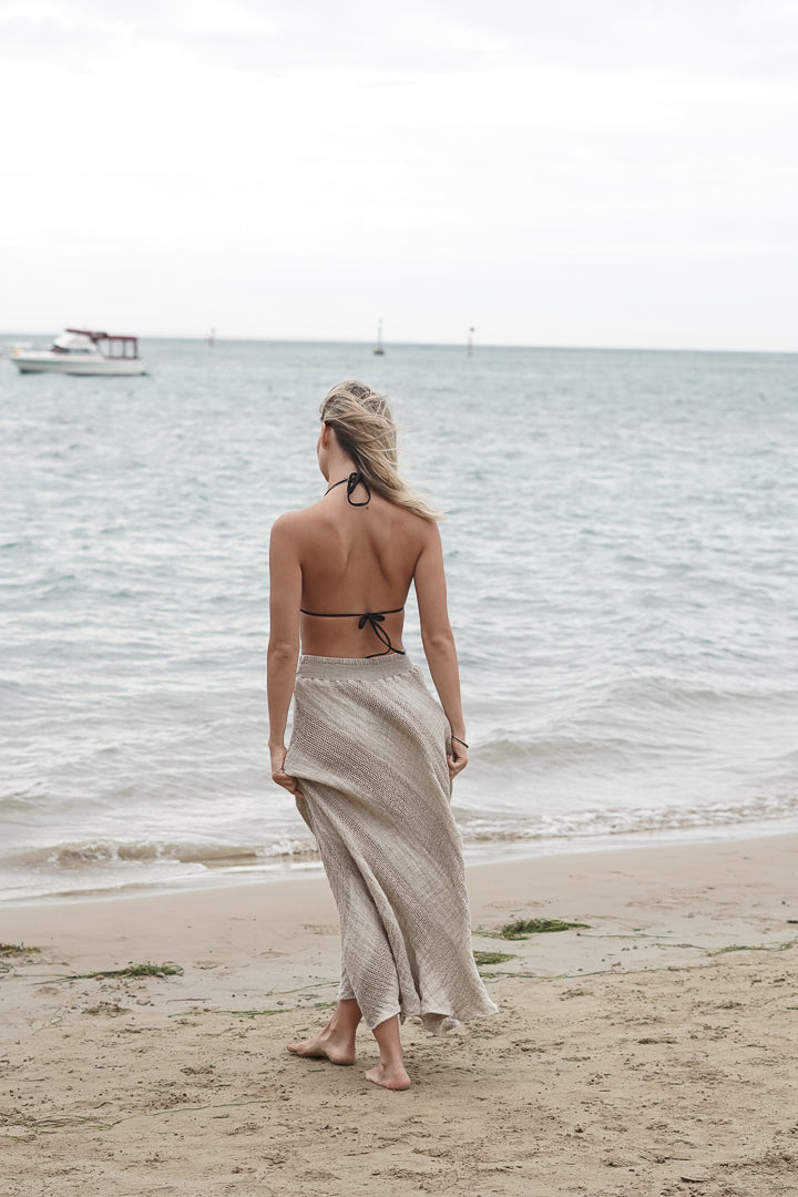 Sottana Linen Skirt Natural & White Ombre