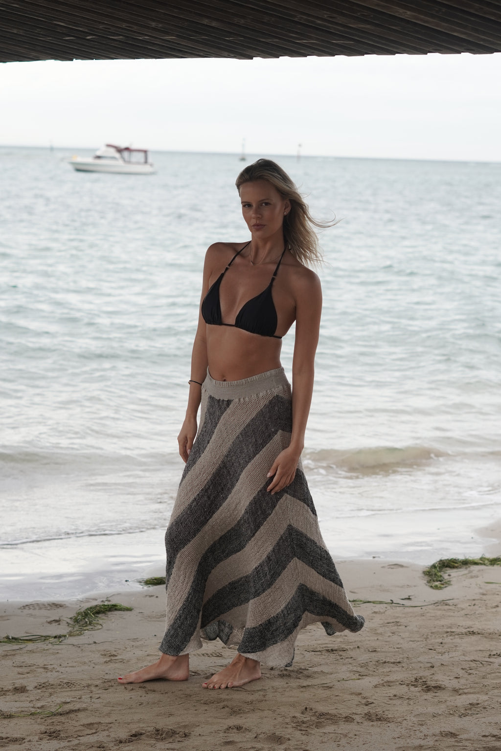 Sottana Linen Skirt Natural & Black