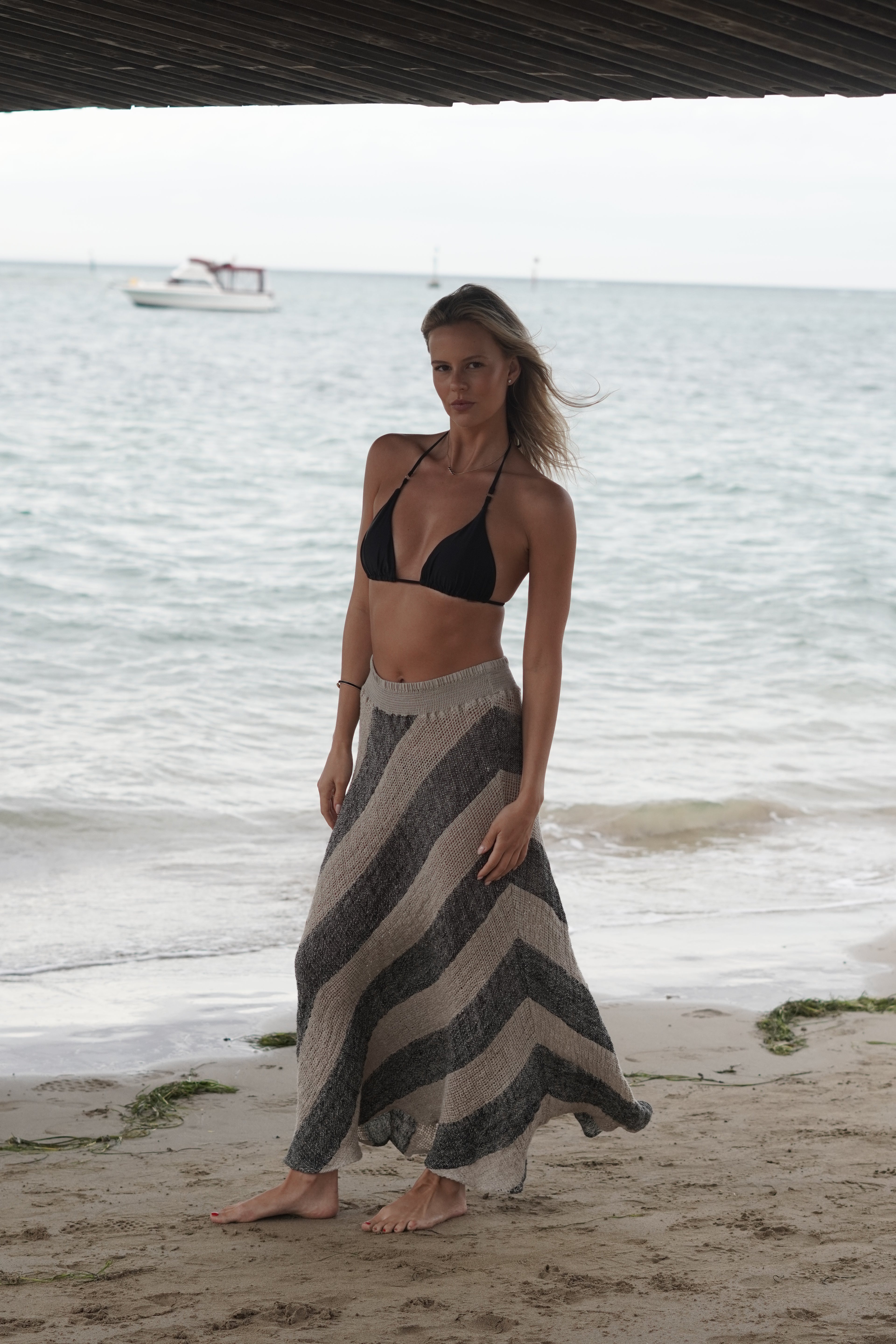 Sottana Linen Skirt Natural & Black